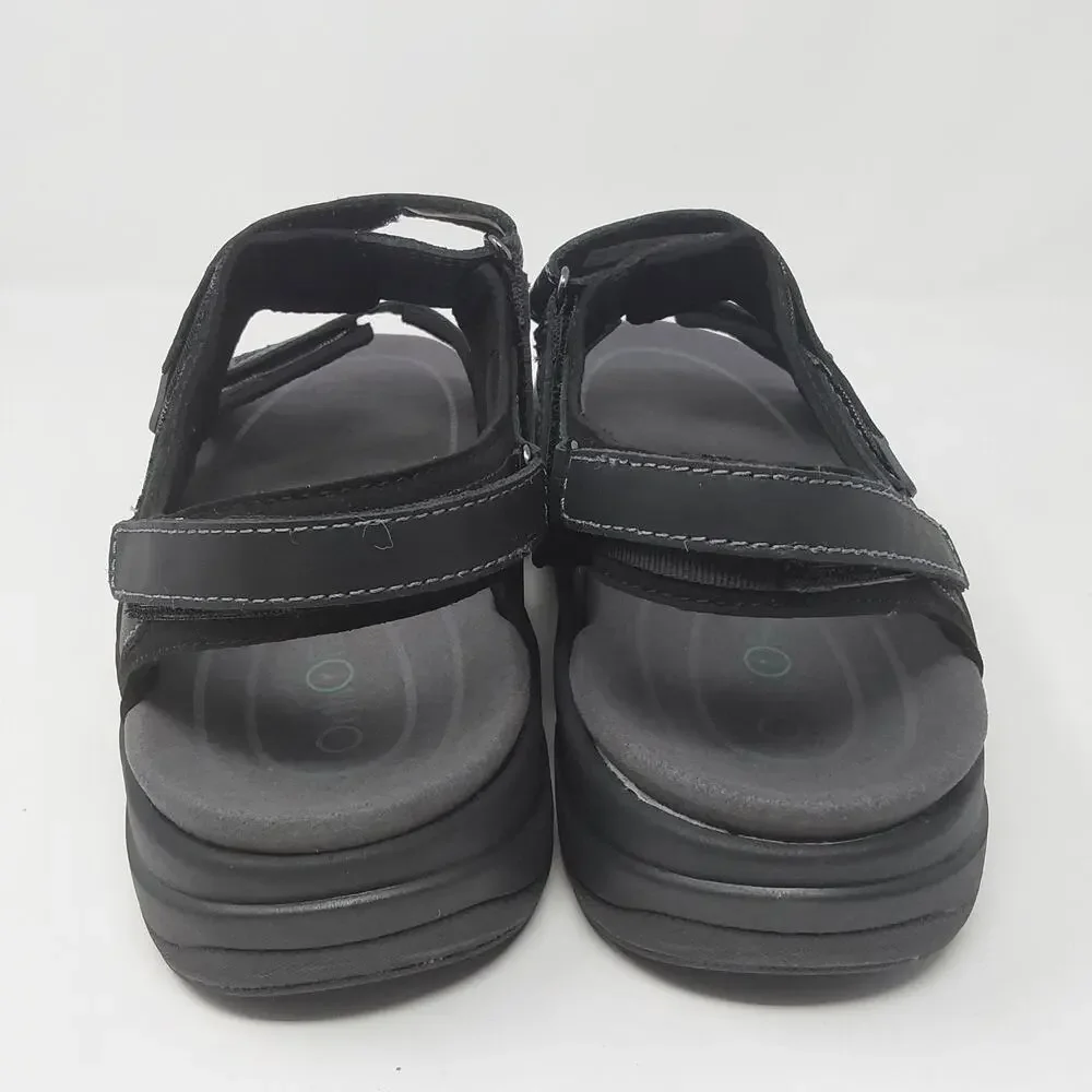 Orthofeet Men's Gemini 566 Black Leather Orthopedic Walking Sandals US 10 NWB